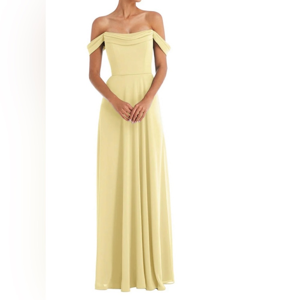 Pale yellow bridesmaid dress